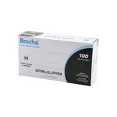 BROCHE M SİYAH PUDRASIZ NİTRİL MUAYENE ELDİVENİ 100LÜ (5047) - 1