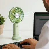 Masa Üstü Standlı USB ile Şarj Olabilen 3 Ayarlı Fan Modlu Çanta Tipi El Fanı (5047) - 1