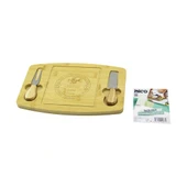 DİKDÖRTGEN - BOMBELİ KENAR2-BIÇAK=SAĞ-SOL AHŞAP BAMBUKAHVALTI PEYNİR SUNUM PANO BIÇAK=AHŞAP SAPLI19X28.7X1.4CM (5047) - 1