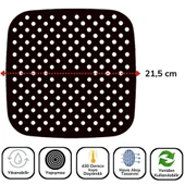 Siyah Isıya Dayanıklı Yıkanılabilir Silikon Fırın Ve Airfryer Kare Model Pişirme Matı 21,5 Cm (5047) - 5