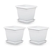 Omnipazar SO-VK06 Villa Kare Tabaklı Saksı Takımı 110 lt Kirli Beyaz 3 Adet thumbnail 1