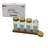 4PCS BAMBU KAPAKLI CAM TUZLUK - BİBERLİK - BAHARATLIK 120ML (5047) - 1