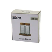 2PCS BAMBU KAPAKLI CAM TUZLUK - BİBERLİK - BAHARATLIK 120ML (5047) - 1