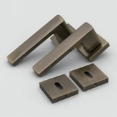 İnox Titanyum Oda Tipi Kapı Kolu Rozetli Sağ Sol Uygun Modern İç Kapı Kilitli 1 Takım thumbnail 4