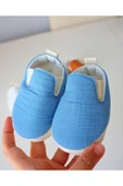 TinyAlp Yazlık Müslin Kumaş Naturel Soft Renkler Tasarım Bebek Ayakkabısı - 7