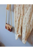 TinyAlp Çtırı Çiçek Desenli Natrel Kumaş Kız Bebek Tulumu - 5