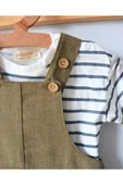 TinyAlp Tasarım Desenli Naturel Keten Kumaş Doğal Ve Soft Renkli Erkek Bebek Tulum Takım - 4