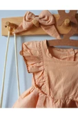 TinyAlp Soft Renk Yumuşacık Keten Kumaş Tasarım Kız Bebek Elbise - 9