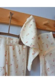 TinyAlp Çıtır Çiçek Desenli Naturel Kumaş Kız Bebek Yenidoğan Takımı - 6