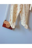 TinyAlp Çıtır Çiçek Desenli Naturel Kumaş Kız Bebek Yenidoğan Takımı - 5