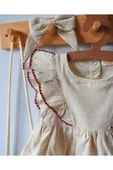 TinyAlp Soft Renk Yumuşacık Keten Kumaş Tasarım Kız Bebek Elbise - 6