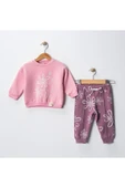 TinyAlp Çiçek Desenli 3 Iplik Şardonlu Kalın Kışlık Rahat Yumuşak Kız Bebek Takım - 1