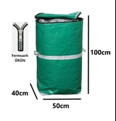 Ev-iş Branda Taşıma Çuvalı 50x40+100cm Fermuarlı Ve Cepli 170gr.Tekstil Çuvalı- (YEŞİL) thumbnail 1