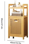 Mien Bambu Dikey Çamaşır Sepeti Raflı Çamaşır Sepeti 40x30x95 Cm thumbnail 2