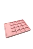 Amsterdam Model Süet Kumaş Pembe Renk 34/24 Cm  Takı Sergileme Standı - 1