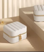 MK-35 Lüks Mini Seyahat Takı Kutusu -Takı Mücevher Düzenleyici Aynalı Taşınabilir 10x10x5cm - 5