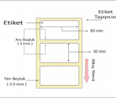 30X60 BARKOD ETİKETİ 1 RULO 1000 SARIM - 1