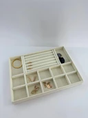 Istanbul Model Süet Kumaş Krem Renk 24/34 Cm Takı Sergileme  Standı thumbnail 3