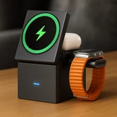 Qasul yeni nesil küp tasarımlı telefon & akıllı saat & kulaklık için 3in1 kablosuz şarj standı - 5