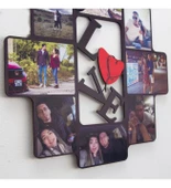 Sevgiliye, Aileye, Arkadaşa Özel Kişiselleştirilebilir Love Yazılı 8 Fotoğraflı Ahşap Tablo thumbnail 2