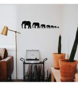 Sıralı Filler Görünümlü 7 Fil Siyah Ahşap MDF Tablo thumbnail 3