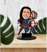 Anneler Gününe Süper Anne - Kız Özel  Tasarım Karikatür Biblo thumbnail 1