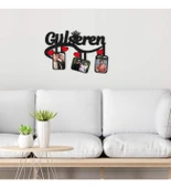 Kişiye Özel 3 Fotoğraflı İsim Yazılı Kalpli Ahşap Tablo - 2