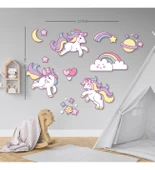 Çocuk Odası Unicorn Temalı Renkli Ahşap Tablo - 2
