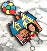 Kişiye Özel Meşgalem  Karikatürlü Yukarı Bak (Up) Anahtarlık thumbnail 1