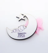 İsme Özel Ay Yıldız Türkiye Ahşap Hoşgeldin Bebek Magnet 50 Adet thumbnail 2