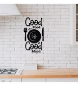 Ahşap Dekoratif Siyah Good Food is Good Mood Yazılı Mutfak Tablo Süsü; - 1