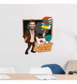 Meşgalem Tasarım Erkek Öğretmen Baskılı Tablo Duvar Süsü Ahşap thumbnail 1