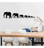 Sıralı Filler Görünümlü 7 Fil Siyah Ahşap MDF Tablo thumbnail 1