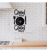Ahşap Dekoratif Siyah Good Food is Good Mood Yazılı Mutfak Tablo Süsü; - 2