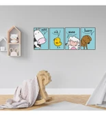 4 Parça Çocuk Odası Sesli Hayvanlar Renkli Ahşap Tablo thumbnail 1