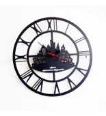 İsme Özel Dekoratif Özel Kesim Şehir Tasarım Siyah MDF Saat thumbnail 1