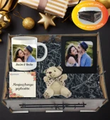 Sevgililer Gününe Özel Tasarlanabilir Kupa Çerçeve Ve Ayıcık Anahtarlıklı Hediye Sepeti thumbnail 1