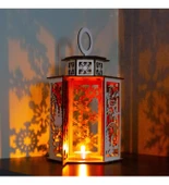 Yılbaşı Tasarımlı Özel Mumluk Altıgen Beyaz Ahşap thumbnail 2