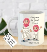 İsme ve Anneler Gününe Özel Kupa Bardak Anahtarlık Hediye - 1