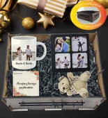 Sevgililer Gününe Özel Tasarlanabilir Kupa Çerçeve Ve Ayıcık  Anahtarlıklı Hediye Sepeti thumbnail 1