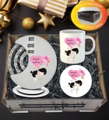 Kişiye Özel Sevgililer Günü Temalı Döner Takvim Kupa Ve Kupa  Altlığı  Hediye Sepeti thumbnail 1