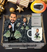Kişiye Özel Karikatür , Anahtarlıklı Ve Kupa  Hediye Sepeti thumbnail 1