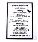 Aile Ahşap Duvar Tablosu Yazılı Kurallar 35x74 - 1