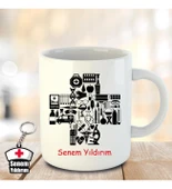 İsme ve Hemşireler Gününe Özel Kupa Bardak ve Anahtarlık - 9 thumbnail 1