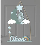 Meşgalem Balon  ve Melek Kanatları Temalı Kişiye Özel Kapı Süsü thumbnail 2