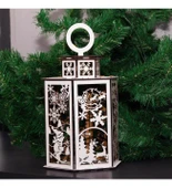 Yılbaşı Tasarımlı Özel Mumluk Altıgen Beyaz Ahşap thumbnail 1