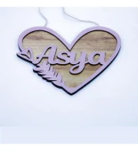 Meşgalem Lila Çerçeveli ve Ahşap Desen Temalı Kişiye Özel Kapı Süsü thumbnail 2