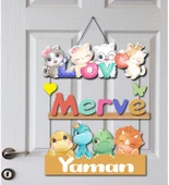 Kişiye Özel Hastane Kapısı Tatlı Kediler Kapı Süsü 45x30cm thumbnail 2