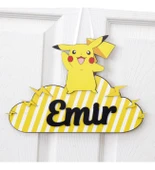 Kişiye Özel Bebek Kapı Süsü 3D Pikachu - 1
