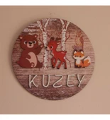 İsme Özel Orman Tasarımlı Çocuk Odası Kapı Süsü - 1